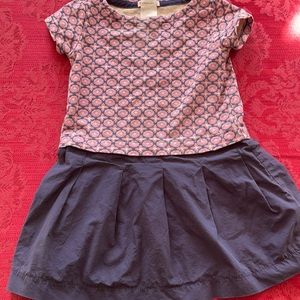 J crew Toddler Dress Cotton knit top blue cream pink cotton pleated skirt 4T